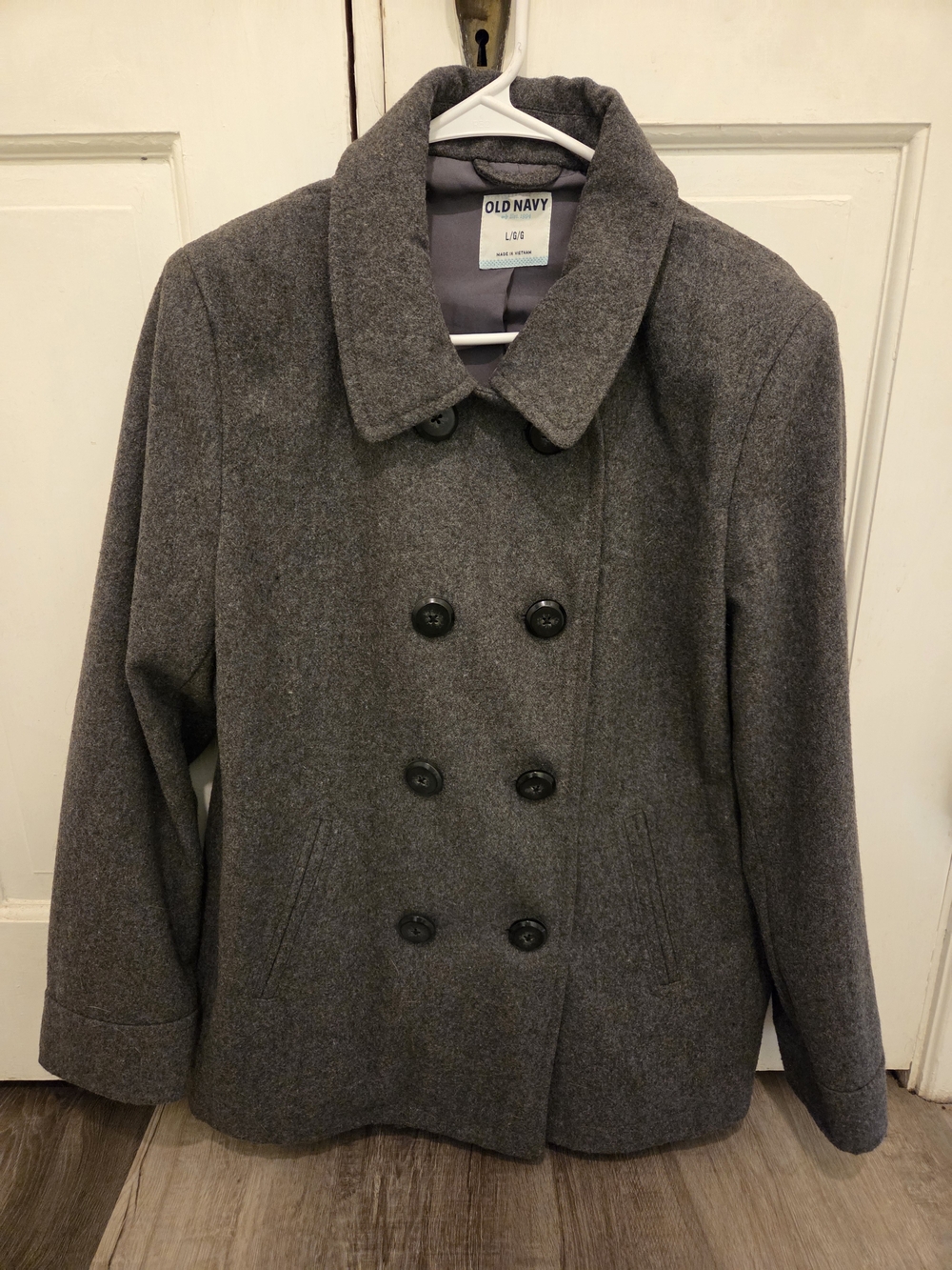 Old Navy Gray Double-Breasted Peacoat